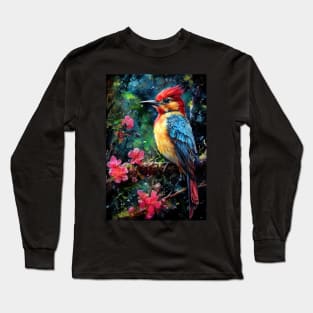 Woodpecker bird painting colors art #Woodpecker Long Sleeve T-Shirt